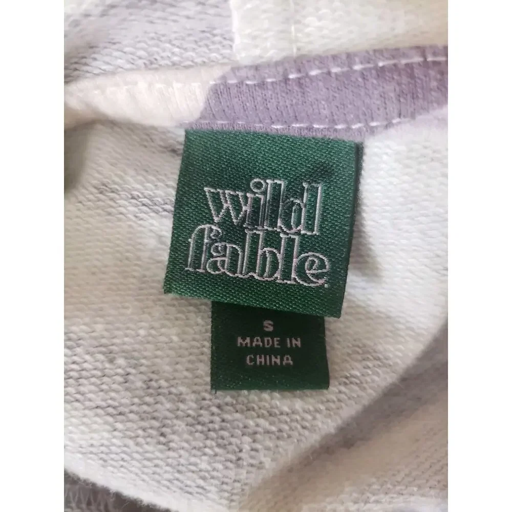 Wild Fable‎ Purple & Gray Camo Crop Raw Hem Hoodie. Size Small - Picture 9 of 11